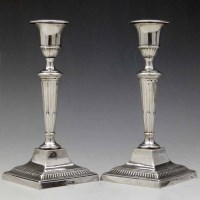 Lot 175 - Pair of silver candlesticks.