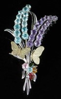 Lot 183 - 9ct gold and gem set butterfly floral spray