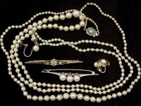 Lot 196 - Two single strand (possibly natural) pearl