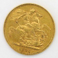 Lot 203 - Victoria young head sovereign 1886.