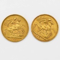 Lot 207 - Two Victoria old head sovereigns, 1892, 1894.