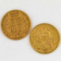 Lot 212 - Two Victoria gold sovereigns, 1855 and 1876 (F