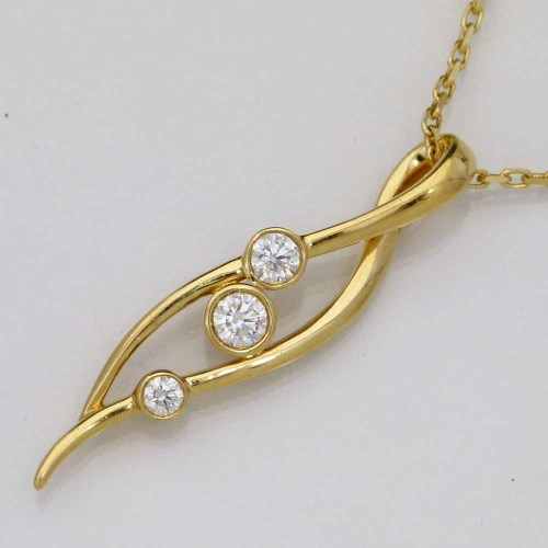 Lot 237 - 18ct gold leaf shaped pendant set with three