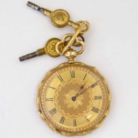 Lot 247 - 10ct gold fob watch.
