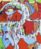 Lot 273 - Peter Chippendale, Red Gables, acrylic.