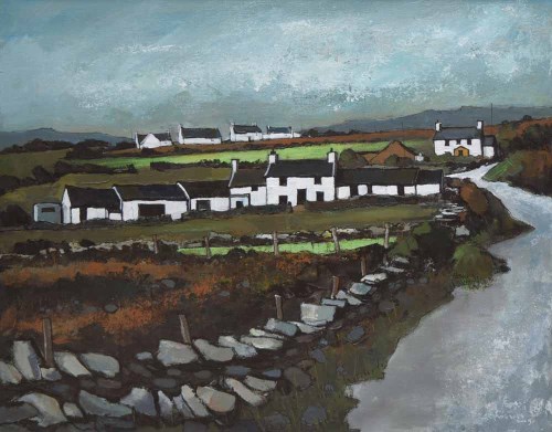 301 - Wilf Roberts, Cottages at South Stack, acrylic.
