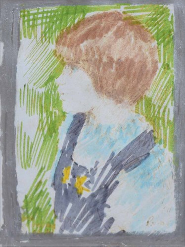 Lot 335 - Harold Riley, Portrait of a girl, pen and ink.