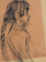 Lot 339 - Harold Riley, A Salford Girl, chalk.