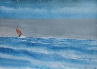 Lot 341 - Harold Riley, Seascape with sailing boat, watercolour.
