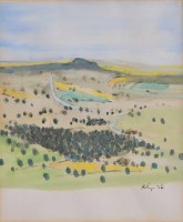 Lot 344 - Harold Riley, Rural landscape, watercolour and ink.