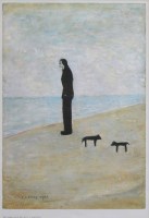 Lot 362 - After L.S. Lowry, Man looking out to Sea, print.