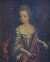 Lot 383 - English School, 18th century style, Portrait of a seated girl with oranges, oil.