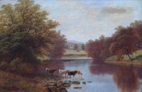 Lot 390 - William Mellor, Bolton Abbey from the Wharfe, Yorkshire, oil.