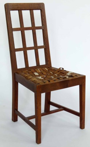 Lot 431 - Stanley Webb Davies oak lattice back chair, 1930