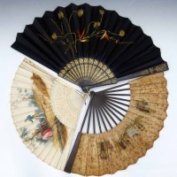 Lot 4 - Black silk fan with floral embroidery, French fan
