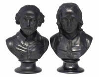 Lot 69 - Pair of Wedgwood black basalt busts of Milton and