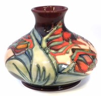 Lot 114 - Moorcroft vase, decorated with red tulip pattern