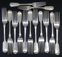 Lot 154 - Eleven silver table forks and two dessert forks