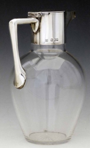 Lot 160 - Silver mount claret jug, clear glass baluster
