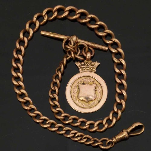 Lot 200 - 9ct gold fob on chain
