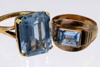 Lot 202 - 9ct gold ring set with a blue stone and another (2)