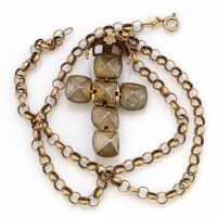 Lot 208 - 9ct gold and silver masonic ball on chain