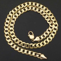 Lot 220 - 9ct flat curb necklace, 48.3g.