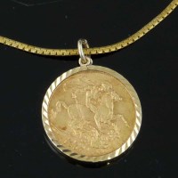 Lot 237 - Victoria gold sovereign, 1891, mounted on