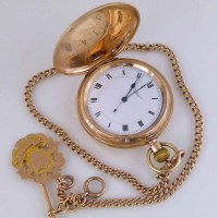 Lot 244 - 9ct gold hunter pocket watch with 9ct gold watch