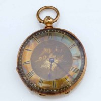 Lot 245 - Continental 18k gold cased key wind fob watch.