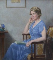 Lot 289 - Bertram Priestman, Portrait of a seated lady, oil