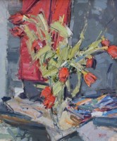 Lot 298 - Don McKinlay, Floral still life, oil.