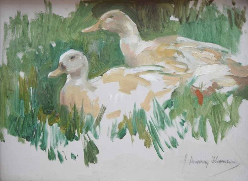 Lot 334 - John Murray Thomson, Ducks, oil sketch.
