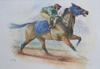 Lot 343 - Peter Curling, The All Weather Gallop, watercolour and ink.