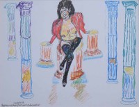 Lot 349 - John Bratby, Samnite Period - The House of Pansa, Pompeii and Berlin Cabaret Star, mixed media drawing.