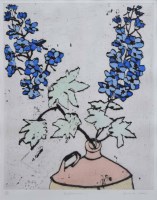 Lot 391 - Richard Spare, Delphiniums, signed etching.