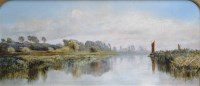 Lot 421 - J.W. Walker, 19th century, River scene, oil.