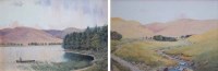 Lot 423 - Isaac Cooke, St. Mary's Loch in the Vale of Yarrow, Scotland, watercolours (2).