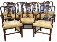Lot 457 - Ten Hepplewhite style Edwardian dining chairs
