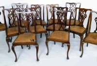 Lot 464 - Twelve Chippendale style dining chairs.