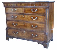 Lot 477 - George III mahogany chest of two short and three long drawers