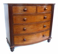 Lot 478 - William IV mahogany chest of two short and three long drawers