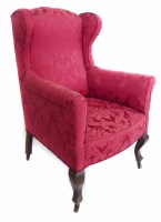 Lot 479 - Edwardian upholstered wing back chair
