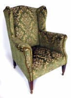 Lot 480 - Early 19th century wing back deep seated arm chair