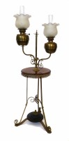 Lot 499 - Victorian double oil table lamp.