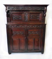 Lot 505 - Early 18th century oak court cupboard