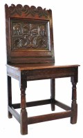 Lot 516 - 17th century oak back stool