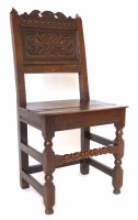 Lot 522 - 17th century oak back stool