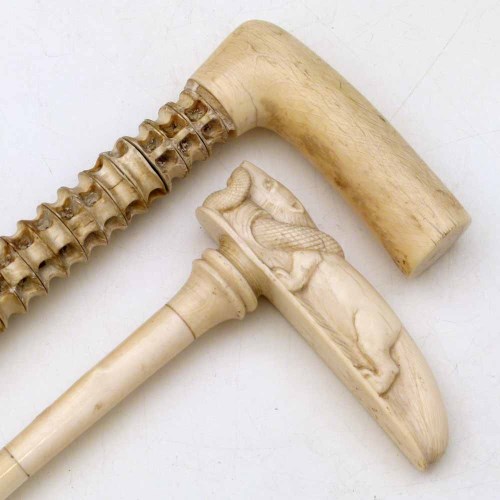 Lot 12 - Walking cane, ivory handle in the form of a