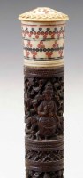 Lot 14 - Carved hardwood walking cane decorated with